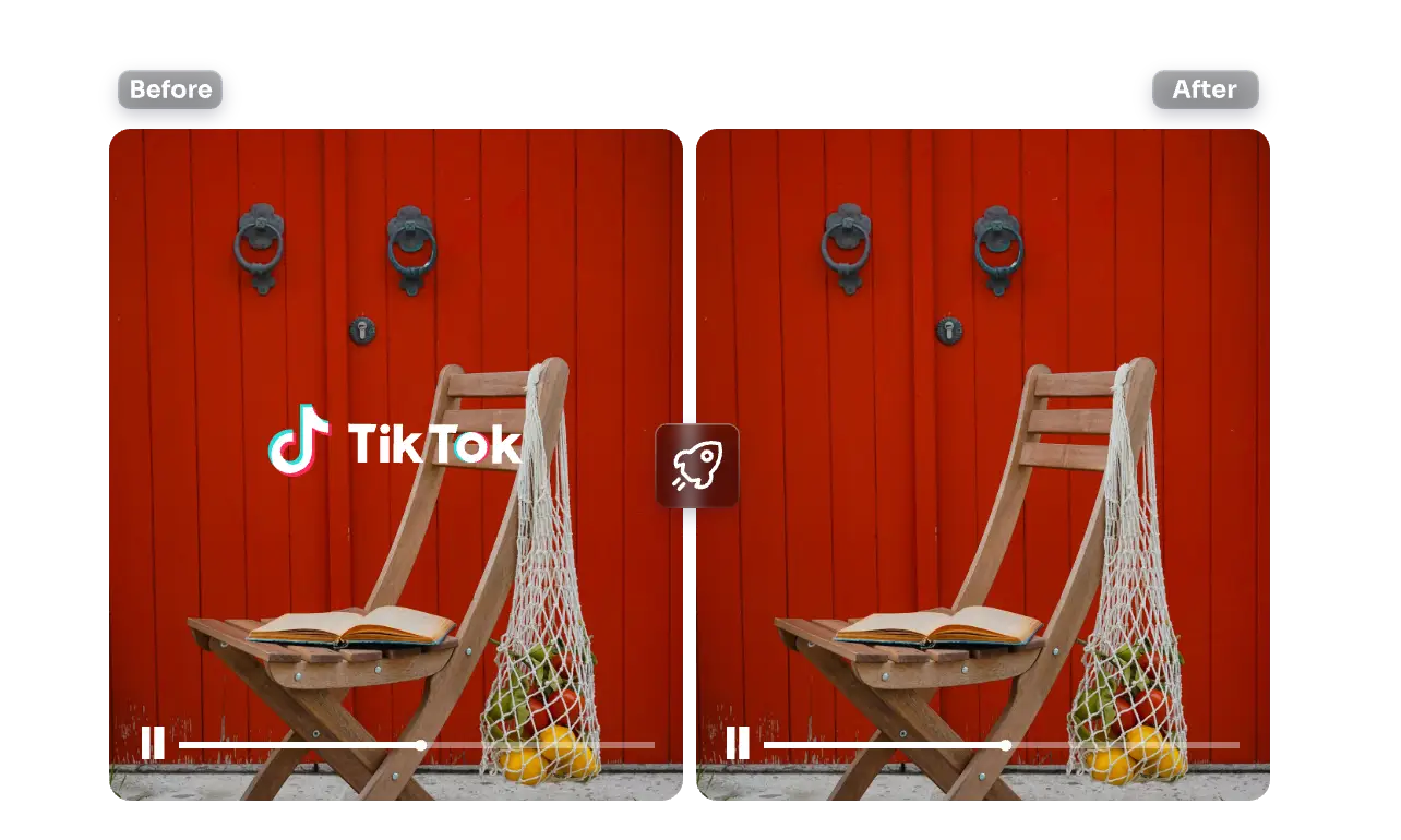before and after contrast of removing the tiktok watermark of a product video with aiease tiktok watermark remover