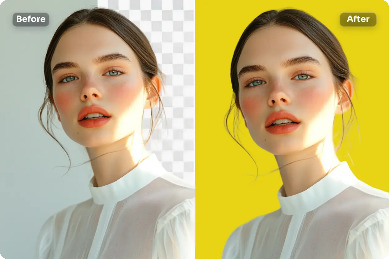 Vorher und nachher für ein Mädchen mit anderem Hintergrund