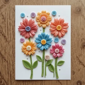 ideias de design para cartões do dia da mãe com flores de botão