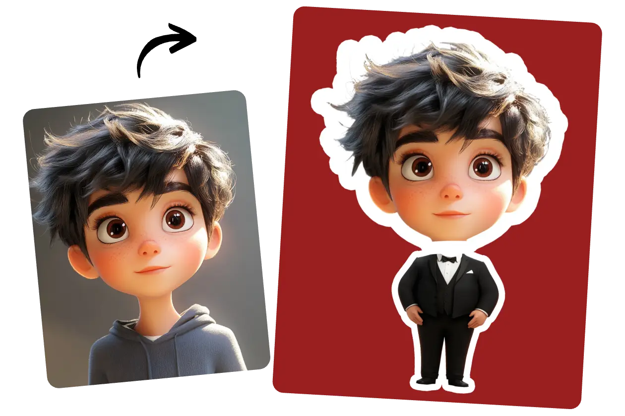 cartoonize a little boy portrait and make a face cutout meme