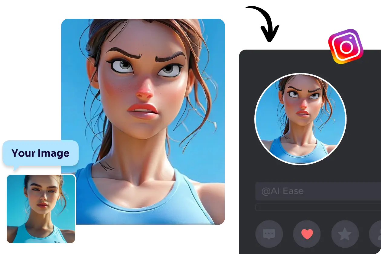 cartoonzie a female portrait and set it as social media avatar
