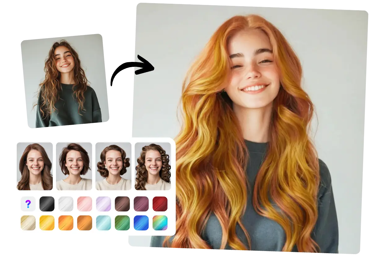 change the hairstyle and hair color of a female portrait