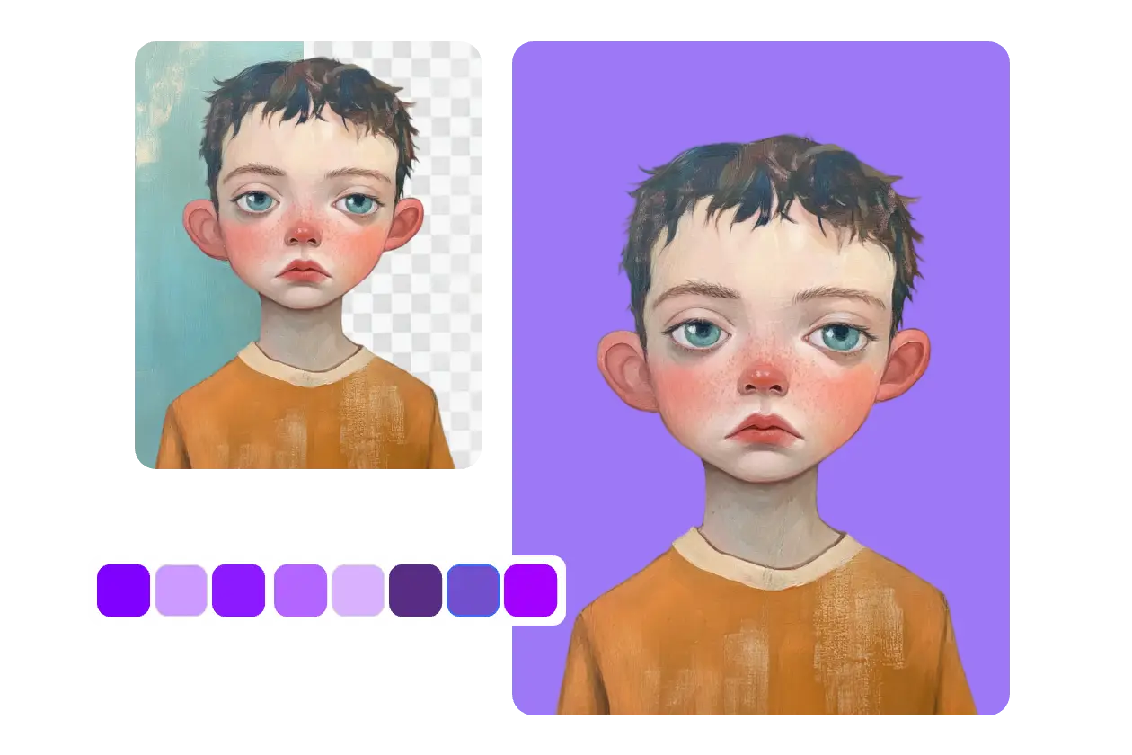 choose diverse purple shades for this boy image with ai ease