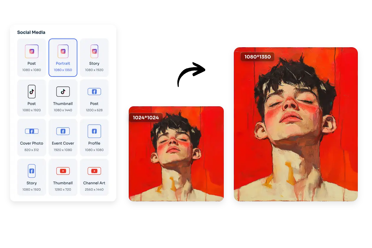 choose the preset instagram portrait dimension and resize the profile picture image