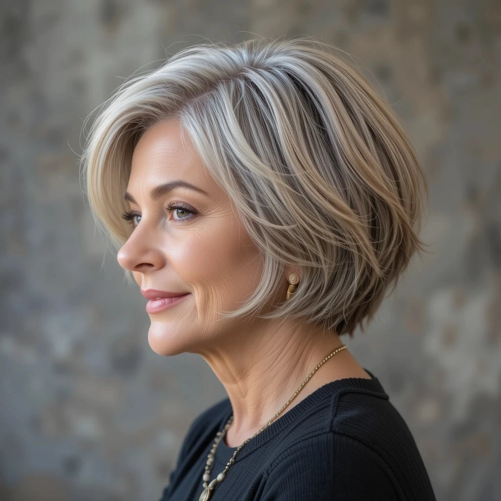 クラシックボブ、60歳以上の女性のための細い髪のためのショートヘアスタイル