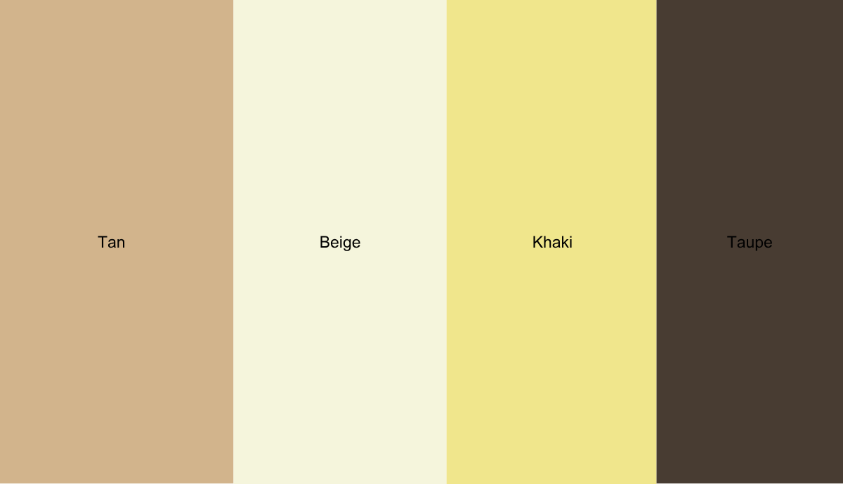 color examples of tan color vs other similar colors