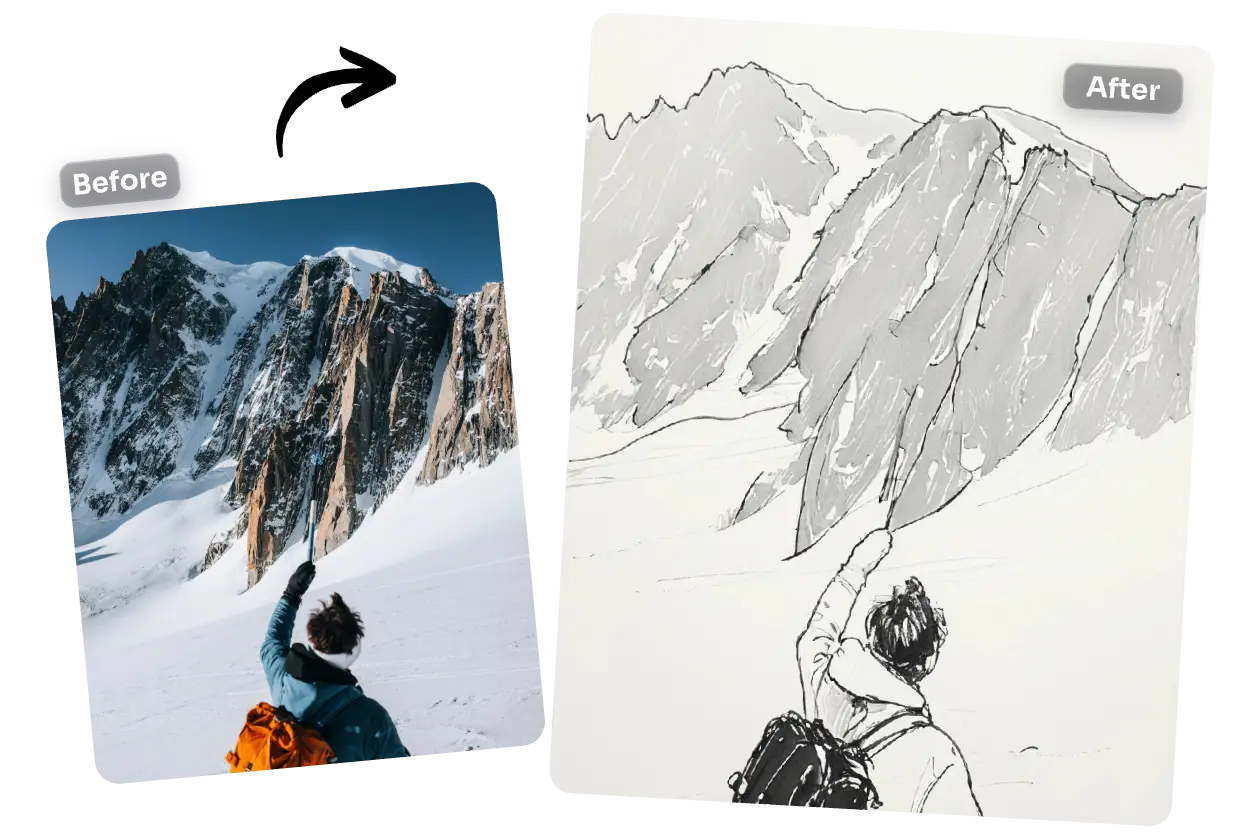 convertire un'immagine di paesaggio in un disegno al tratto