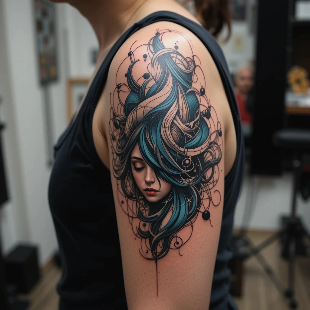 cover up tattoo ideas for abstract style for female