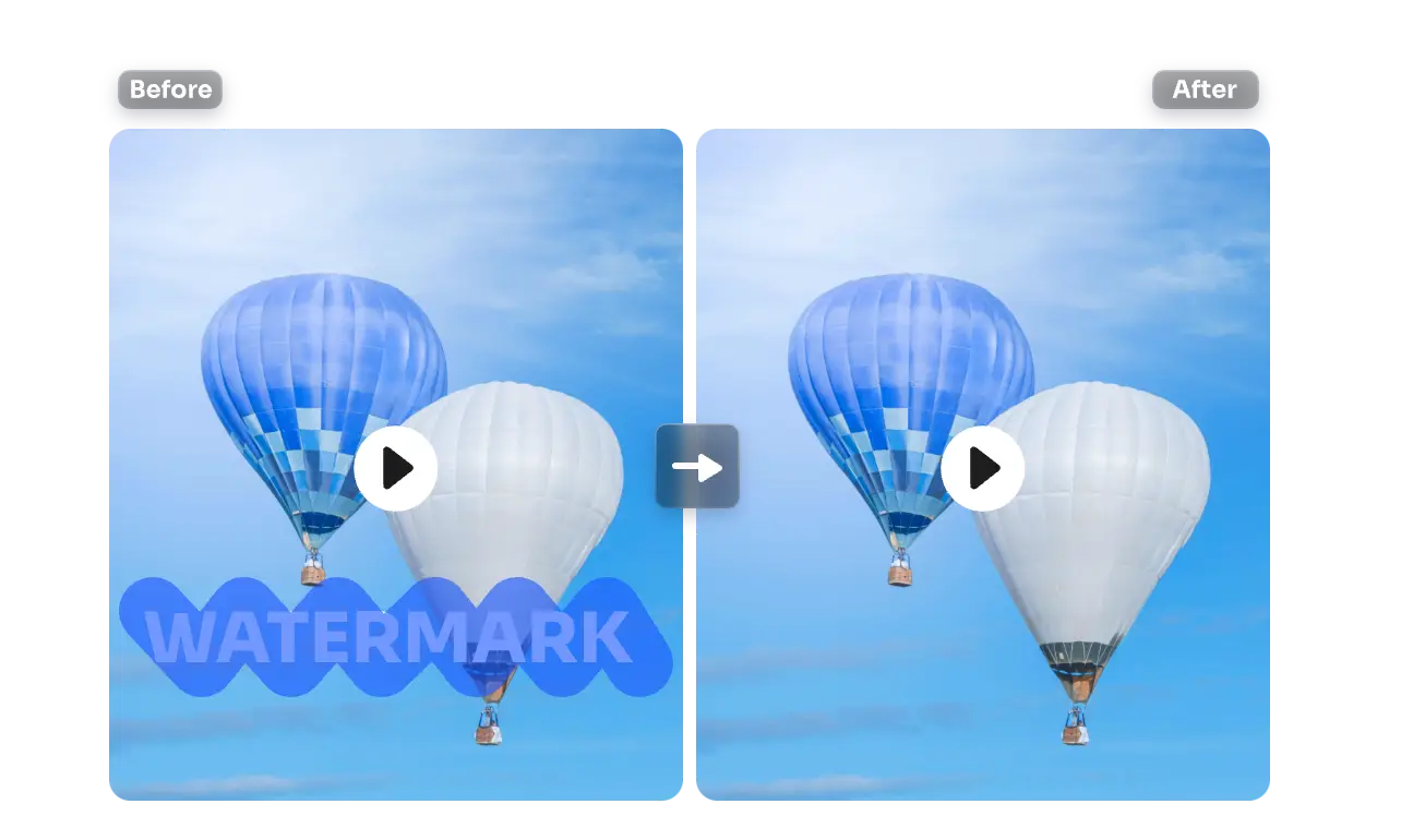 delete watermark from hot air balloon video in AI Ease