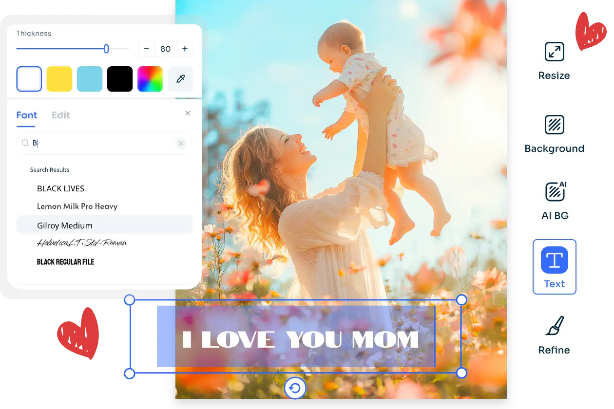 editar fotografias do dia da mãe em linha com ferramentas de edição básicas