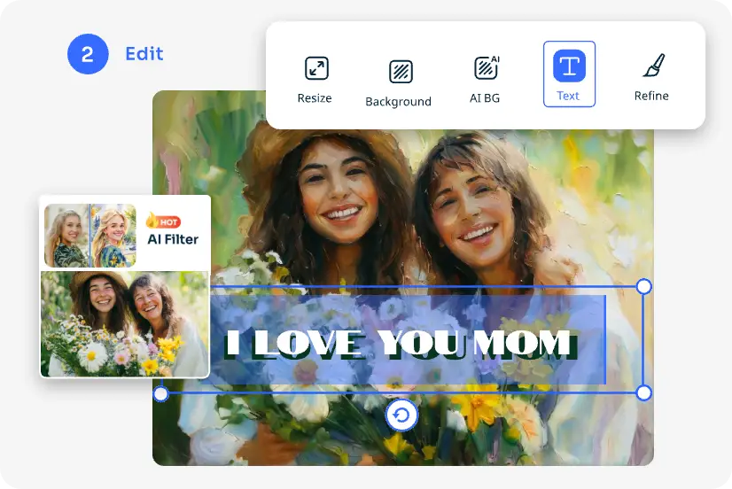 editar a fotografia do dia da mãe em linha com AI Ease