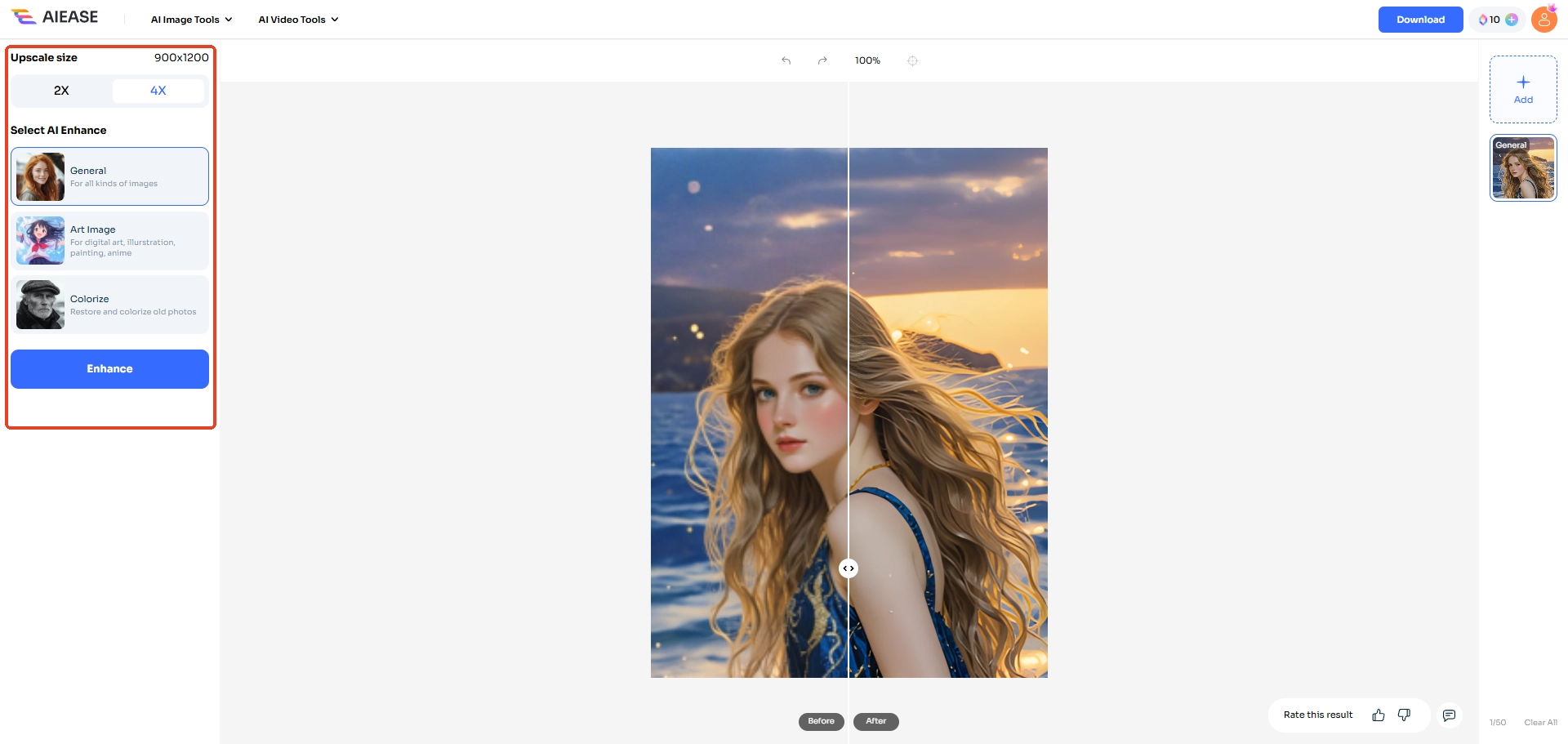 enhance your photo to 4x upscaler