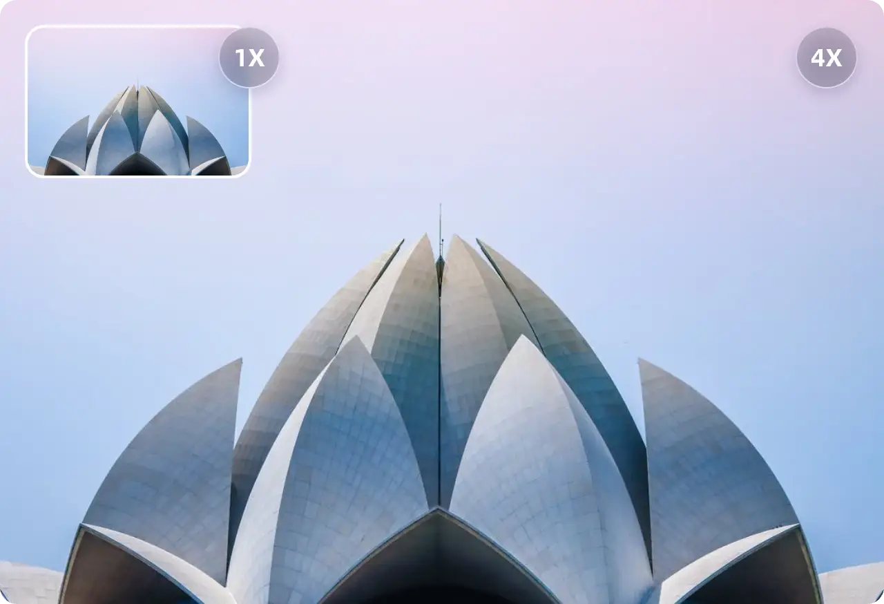 enlarge a bulding image to 4K with 4k photo editor