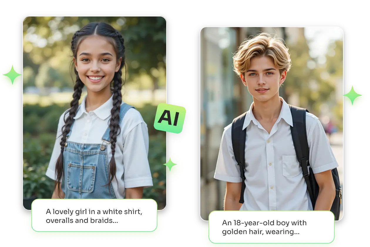 詳細なテキストを入力し、aiイージーイメージジェネレーターを使ってバーチャルプロフィール写真を生成する。