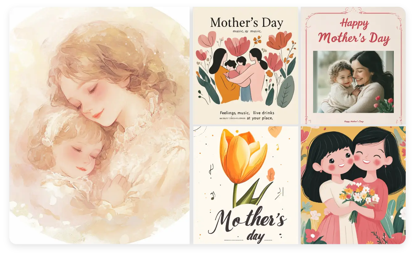 母の日カードとポスターの例