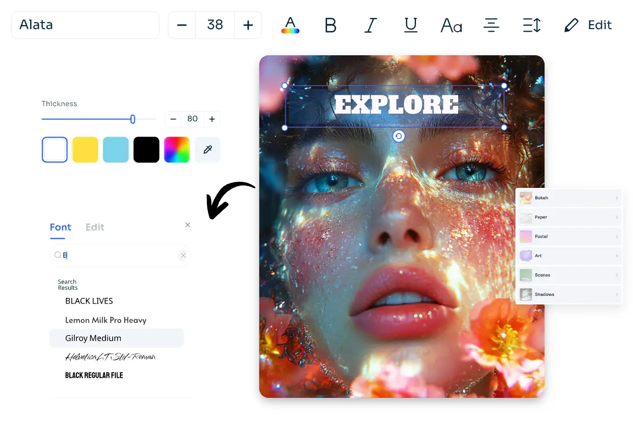 further customize an image using ai ease built in editing tools to make the image aesthetic