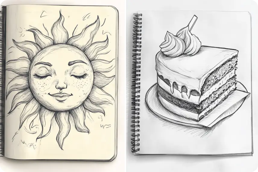 generate two doodle patterns and paint them on notebooks