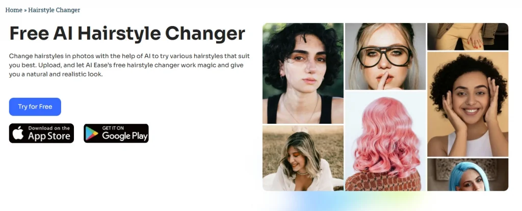 interface of ai ease free ai hairstyle changer online