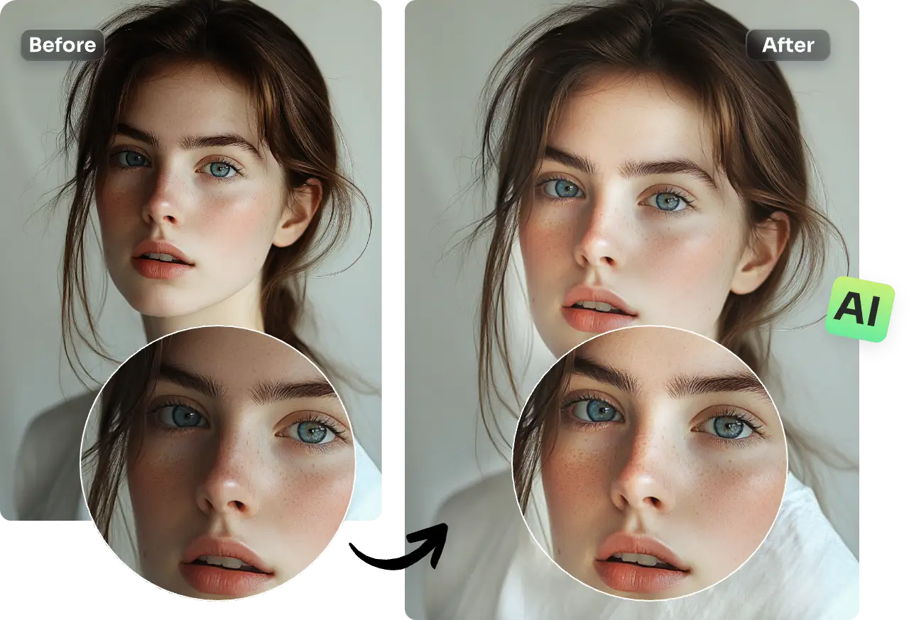 remove face shadow from a woman portrait with ai