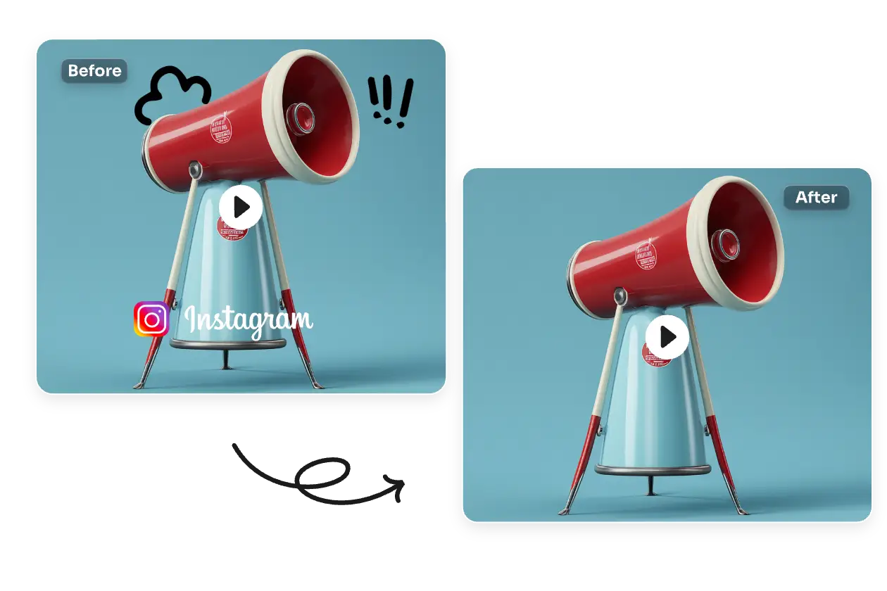 remove instagram watermarks and other icons with AI Ease