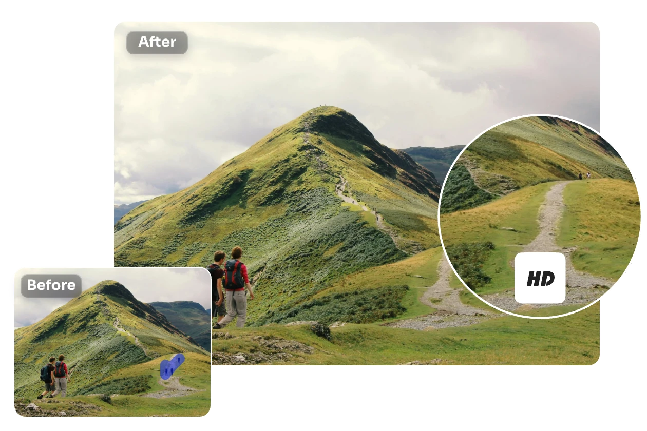 eliminar personas de la imagen del paisaje con alta calidad