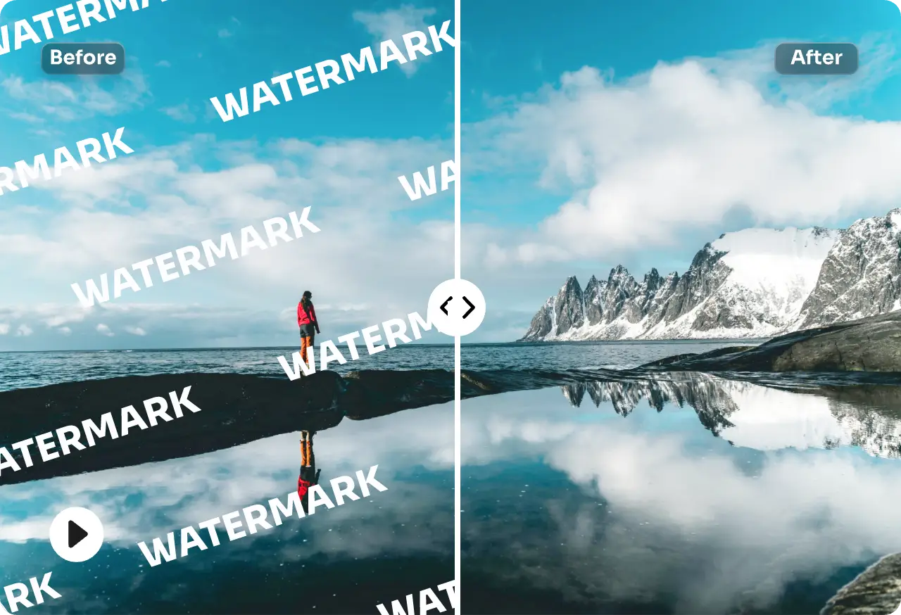 Elimine la marca de agua de un video horizontal con el eliminador de marcas de agua de video en línea de AI Ease.