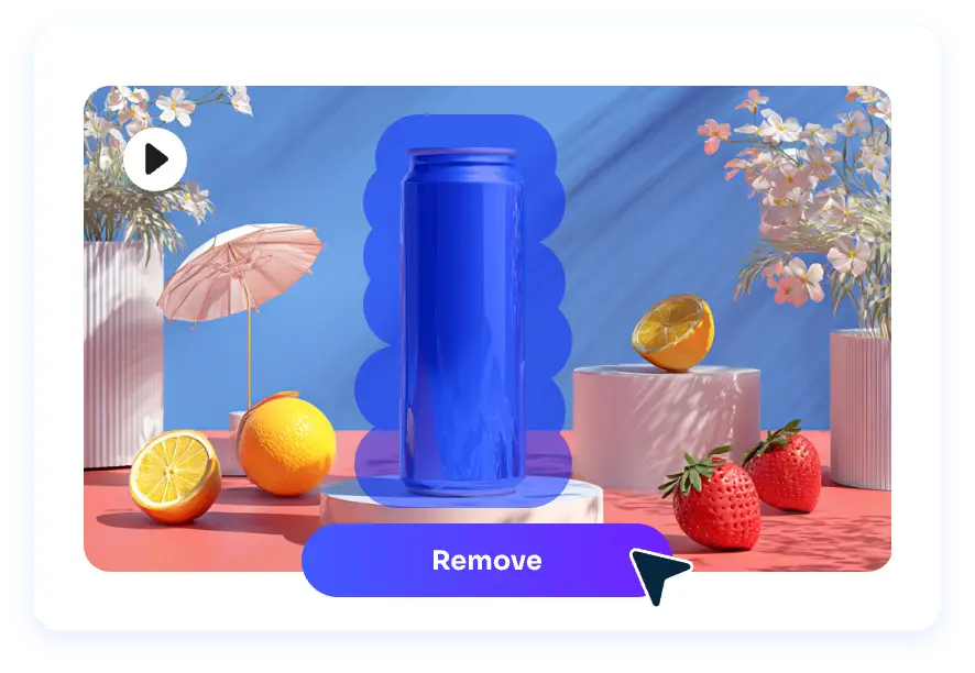 la lata de refresco marcada de un vídeo de temática veraniega utilizando una herramienta de eliminación de objetos de vídeo.