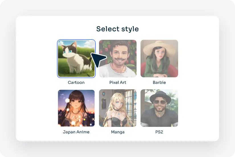 select cartoon filter from preset filter library