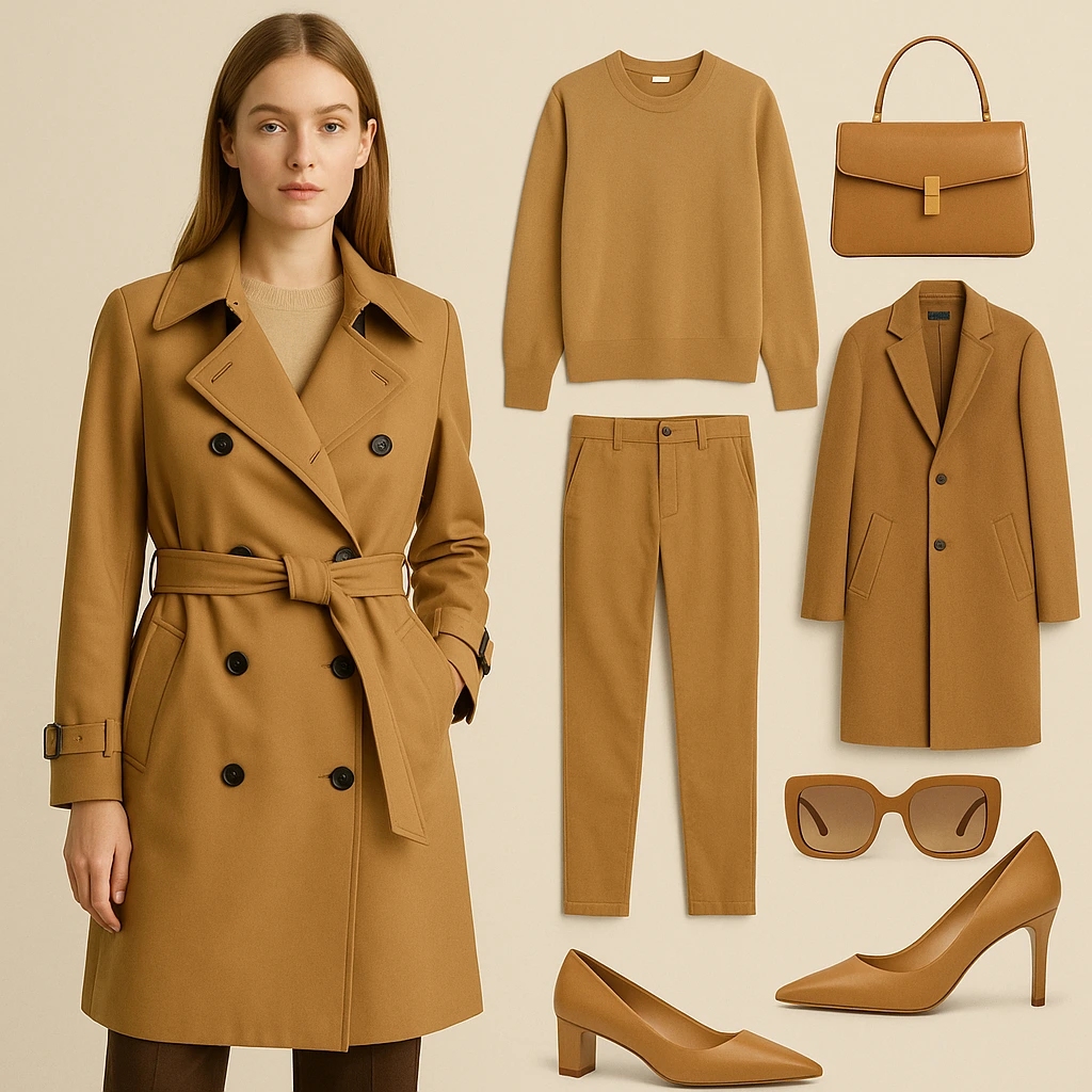 tan color pants, sunglasses, heels, and sweaters for your fashion styling