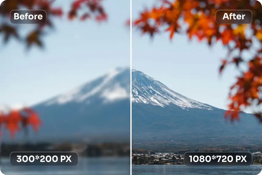 the before and after effect of enhance landscape with ai ease 4k photo editor