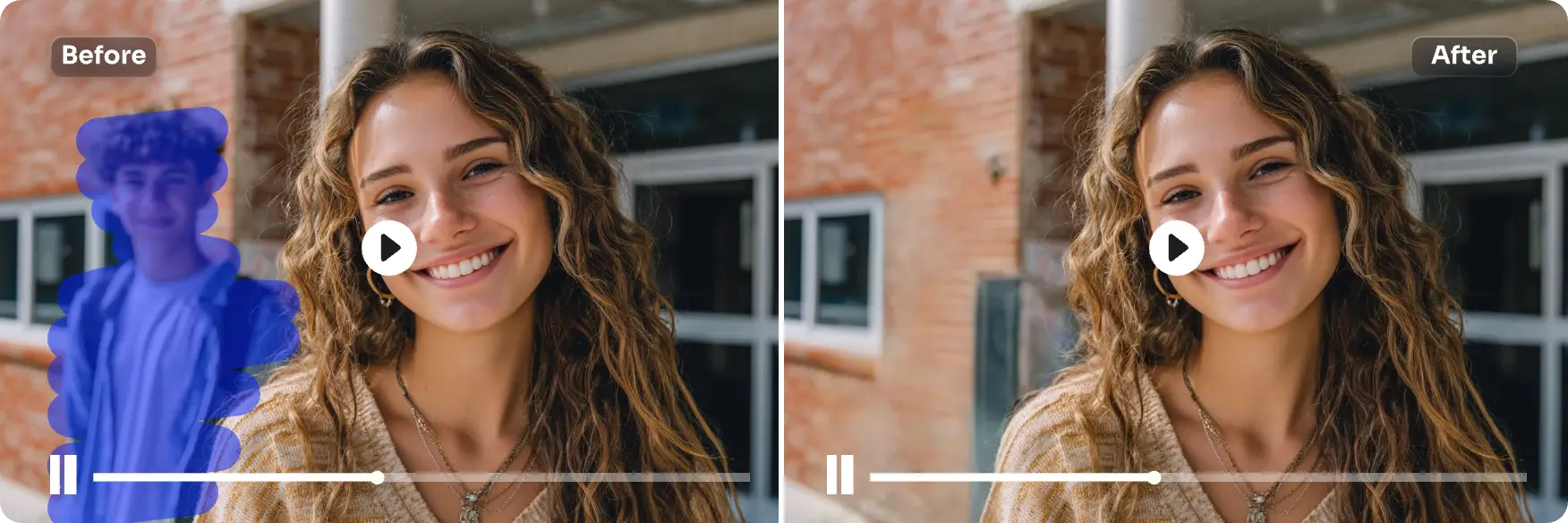 the before and after effect of removing a man from a personal video