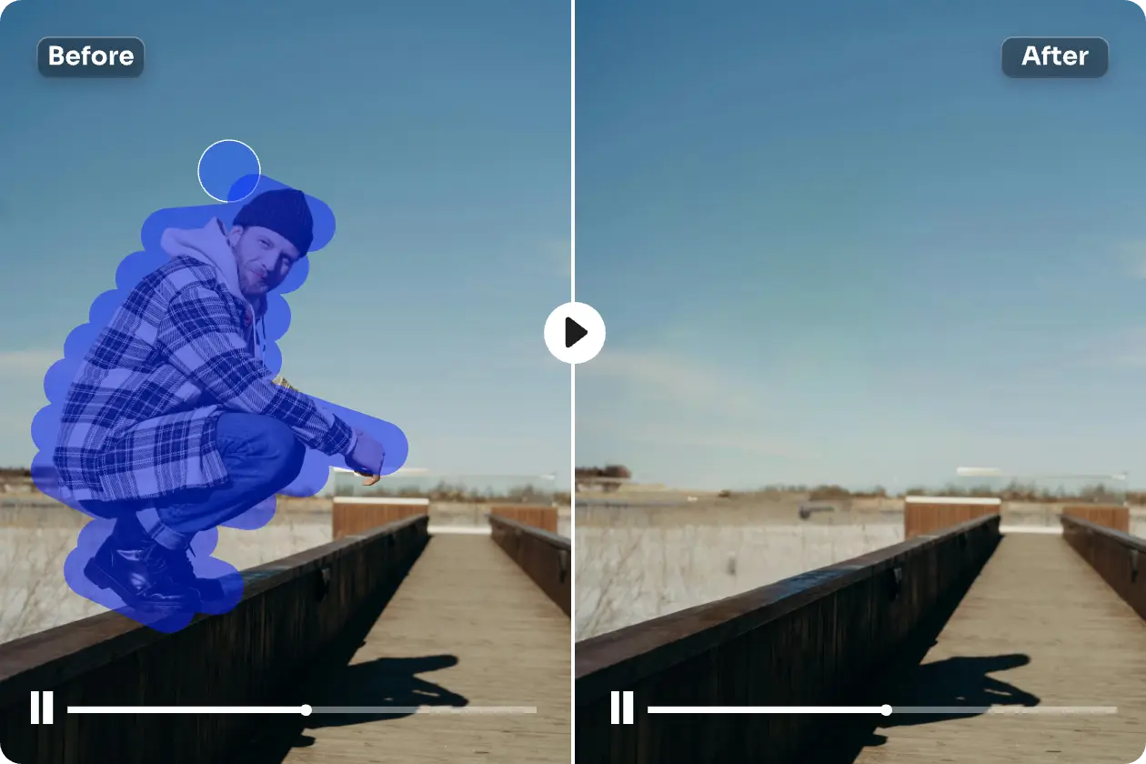 the before and after effect of removing a man from a video