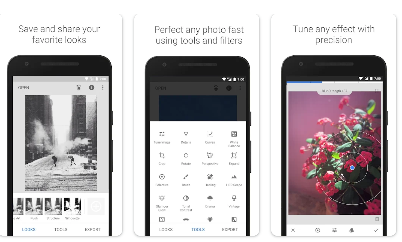 Google Play 商店上的 snapseed 應用程式介面