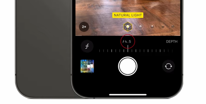 a imagem de ajustar o seletor de profundidade na aplicação de fotografia para iphone