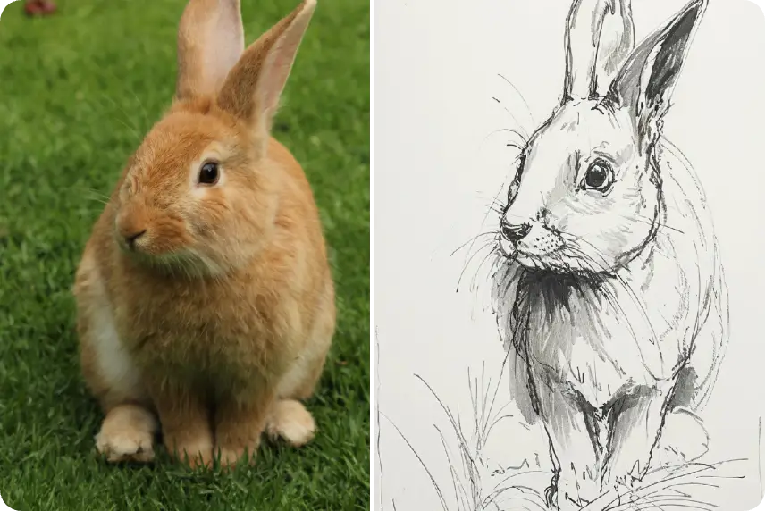 Trasformare l'immagine di un simpatico coniglio in un disegno al tratto