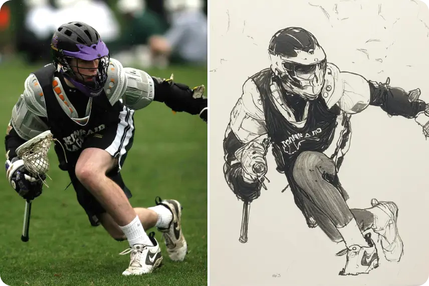 trasformare la foto di un calciatore in un disegno al tratto