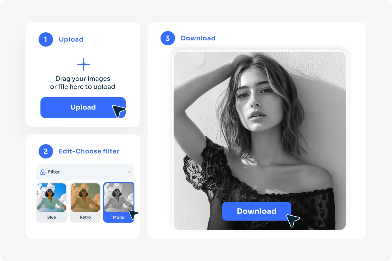 upload and choose a photo effect you like and apply it instantly in aiease