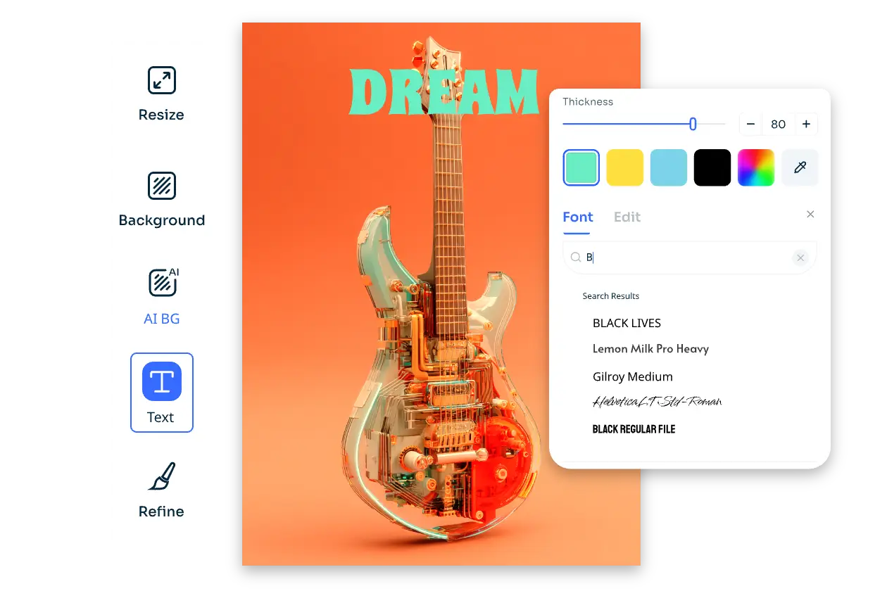 use aesthetic fonts and colors to design an electronic guitar poster
