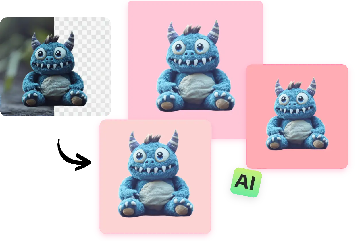 use ai ease to change photo background to other 3 peach backgrounds