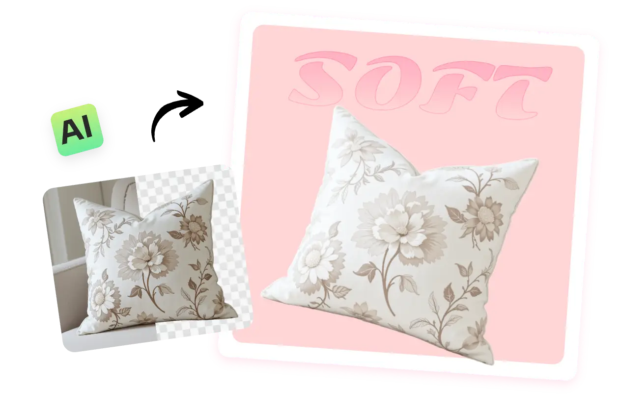 use ai to change the background of the pillow image to a pink background