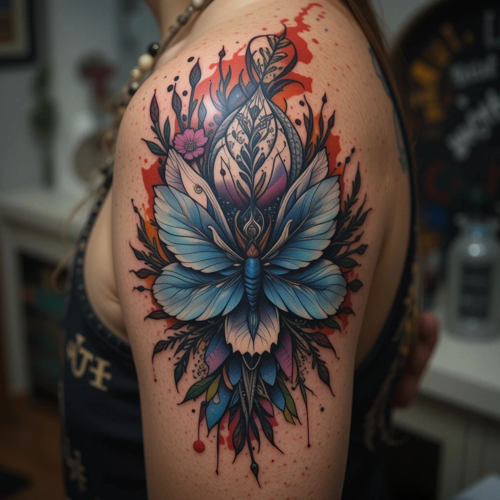 watercolor tattoo style for artistic butterflies
