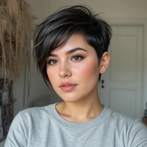woman with edgy messy short pixie cut