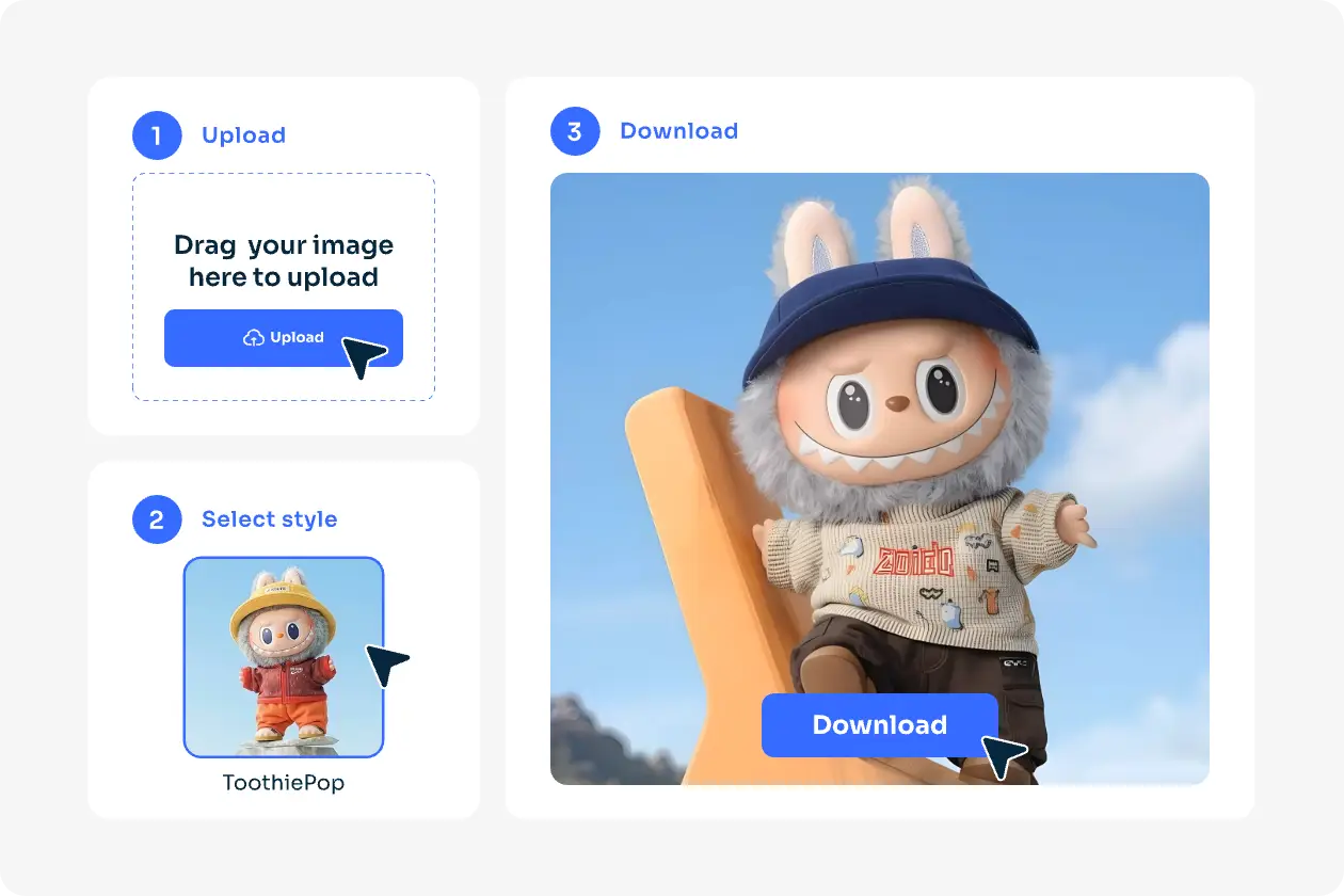 3 steps to use ai ease labubu filter to convert a picture