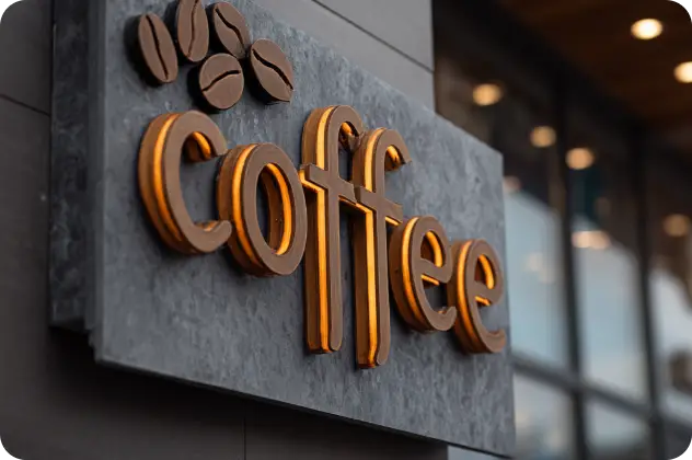 ein 3d-logo einer kaffeemarke, erstellt mit aiease 3d image creator