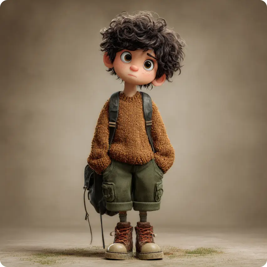 eine niedliche 3D-Figur für einen kleinen Jungen, erstellt mit aiease 3d image creator