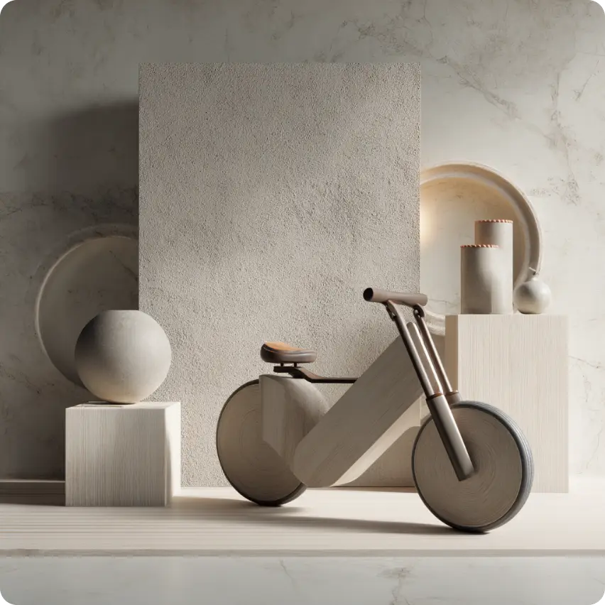 ein minimalistischer fahrradprototyp, erstellt mit aiease 3d image creator