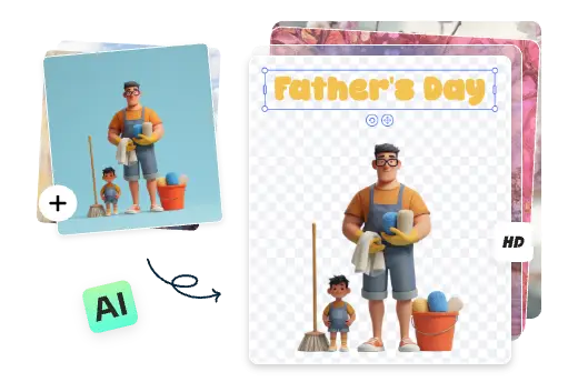 父の日カードをバッチ処理し、編集やフィルタを適用する