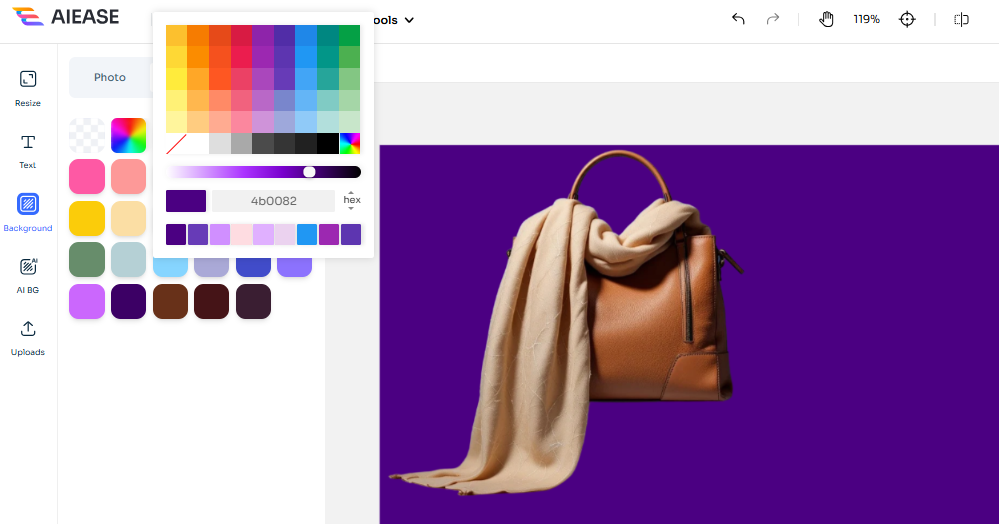 change the photo background to indigo color