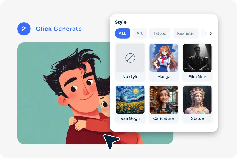 choose the manga style in ai ease image generator