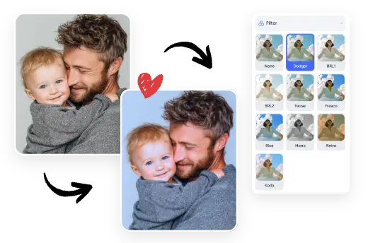 あなたのスタイルで父の日カードを作るために画像フィルタを選択します。